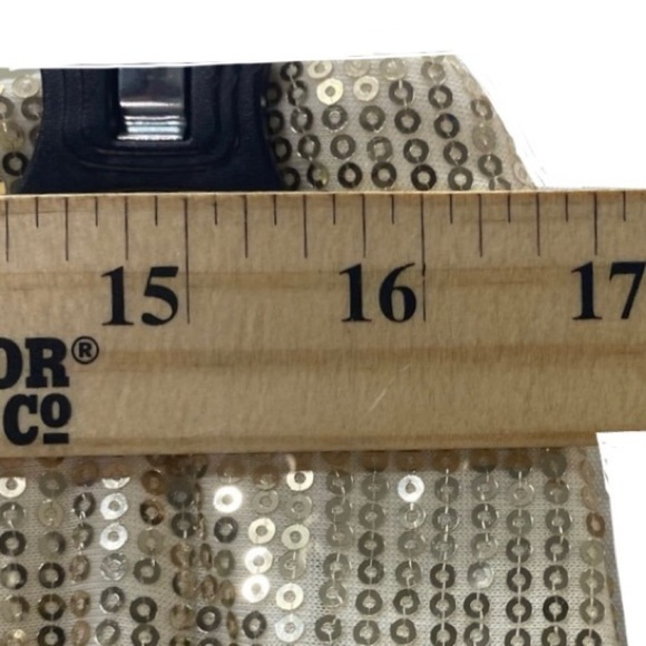 Glamorous Gold Christmas Party Skirt Midi Sequin Sexy 7” Slit Mob Wife Classical - Picture 7 of 8